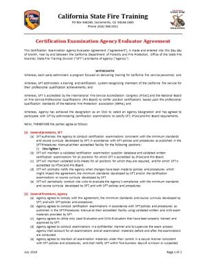 Certification Examination Agency Evaluator Agreement
