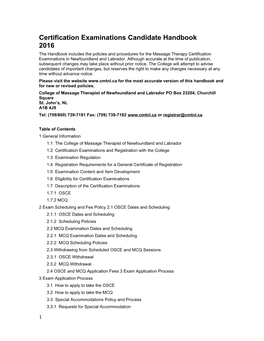 Certification Examinations Candidate Handbook 2016