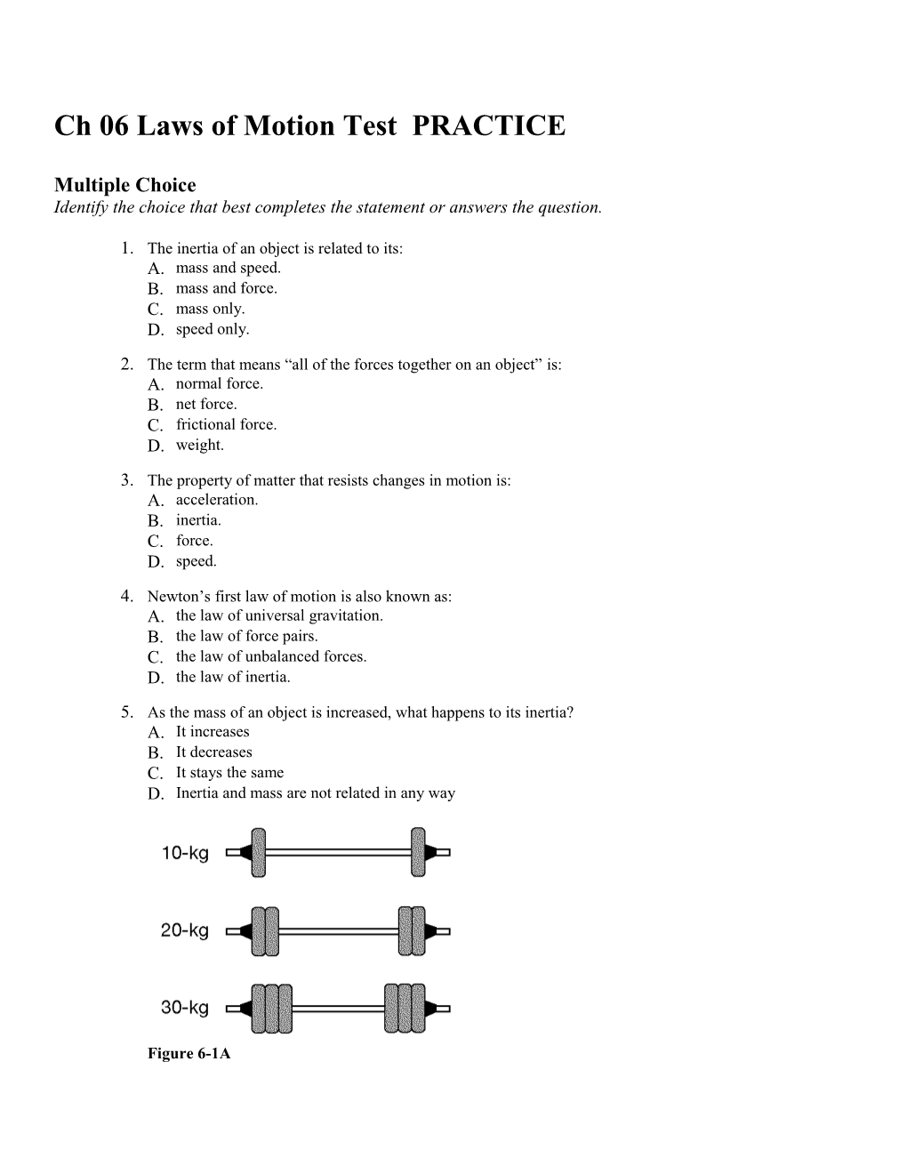 Ch 06 Laws of Motion Test PRACTICE