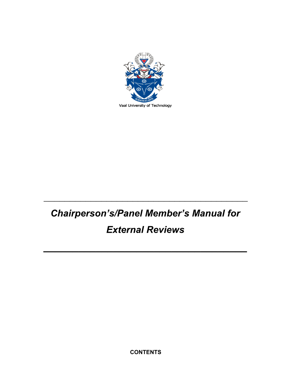 Chairperson S/Panel Member S Manual for External Reviews