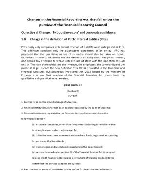 Changes in the Financial Reporting Act, That Fall Under the Purview of the Financial Reporting