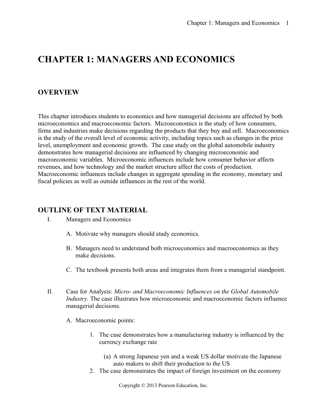 Chapter 1: Managers and Economics