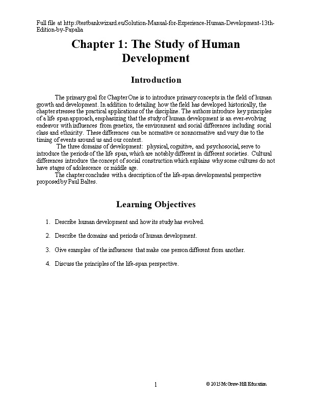 Chapter 1: the Study of Human Development
