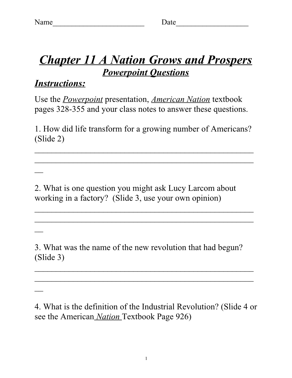 Chapter 11A Nation Grows and Prospers