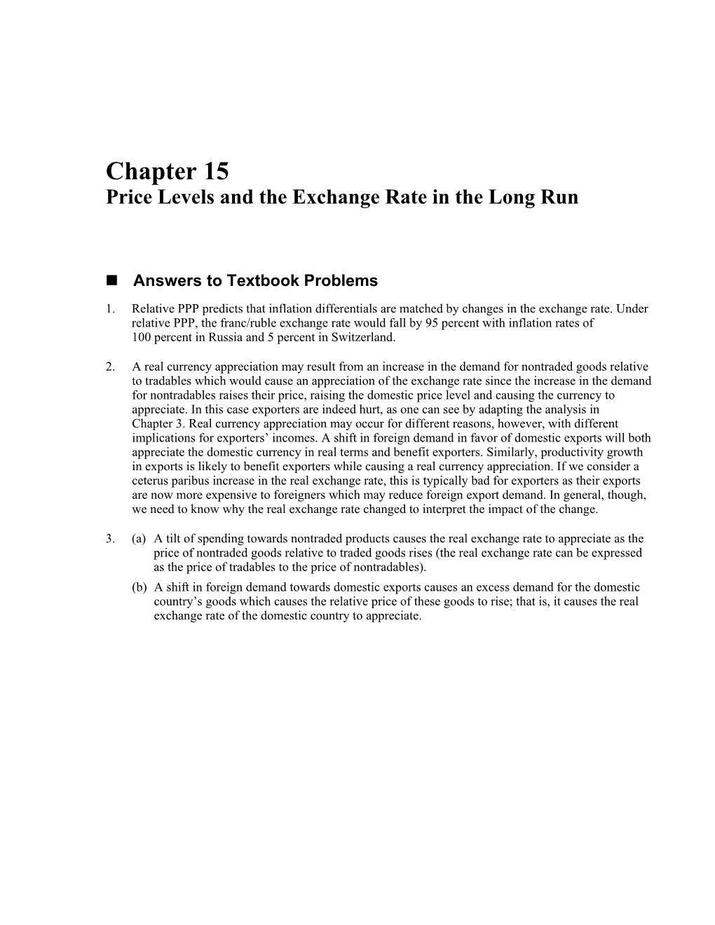 Chapter 15 Price Levels and the Exchange Rate in the Long Run 1