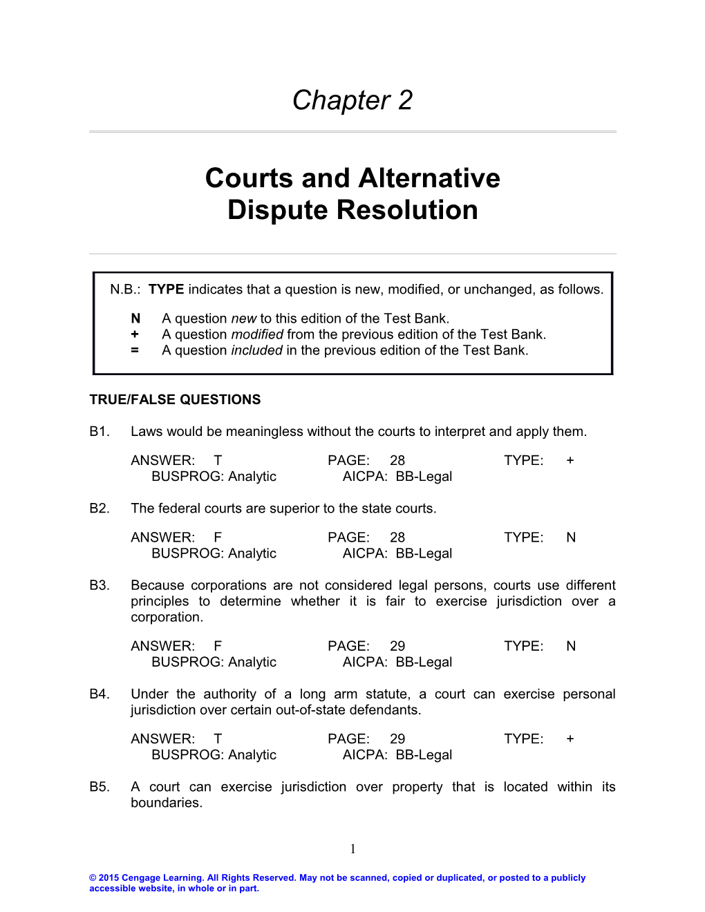 Chapter 2: Courts and Alternative Dispute Resolution 1