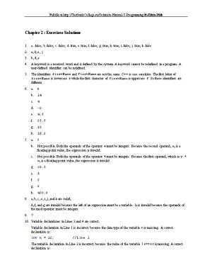 Chapter 2: Exercises Solutions