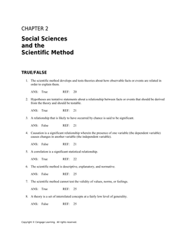 Chapter 2: Social Sciences and the Scientific Method1