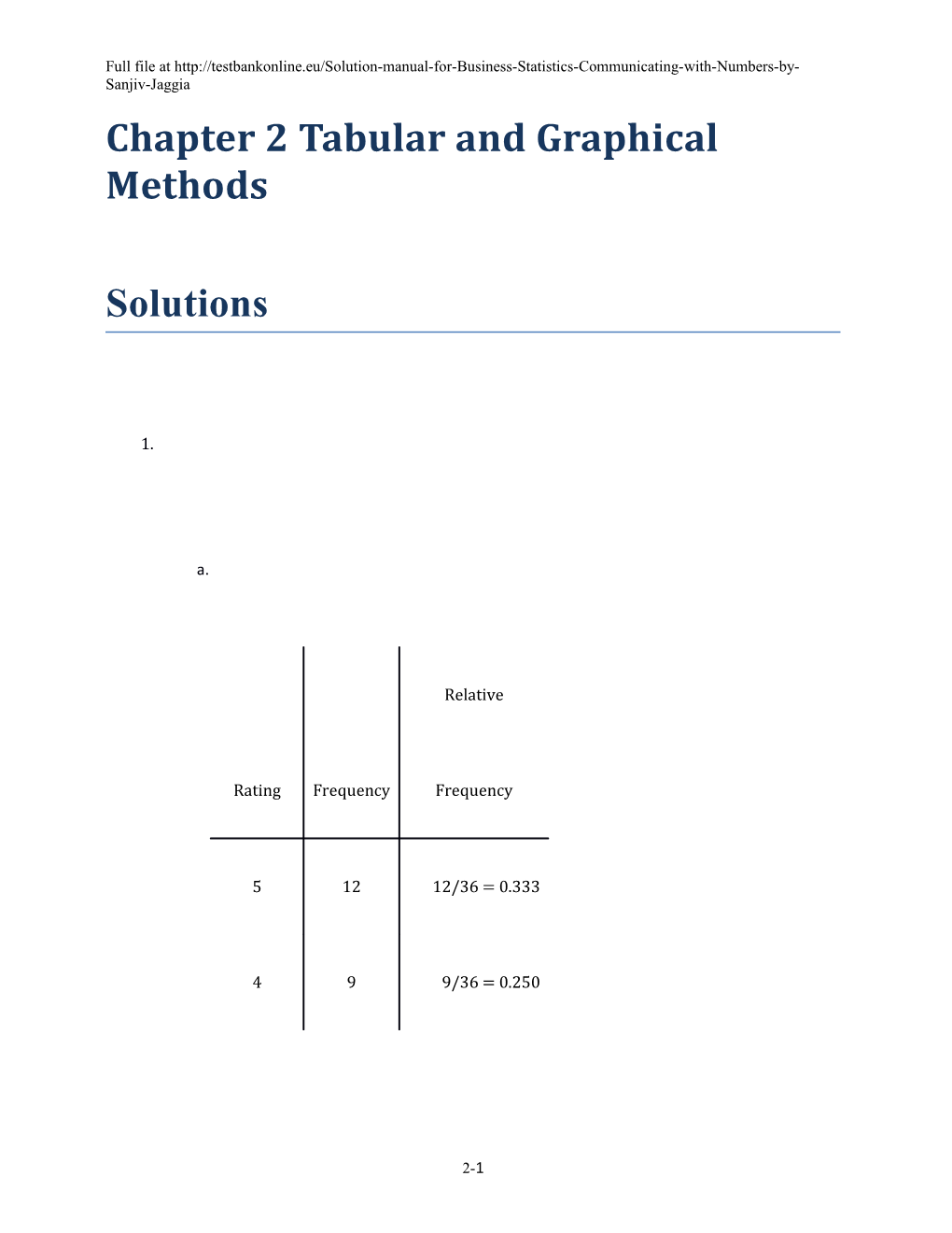Chapter 2 Tabular and Graphical Methods
