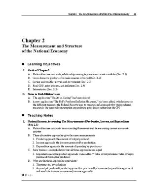 Chapter 2 the Measurement and Structure of the National Economy 1