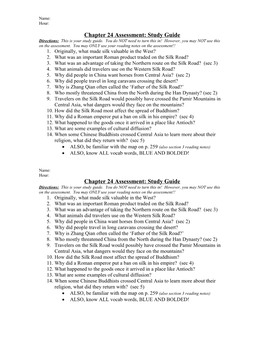 Chapter 24 Assessment: Study Guide