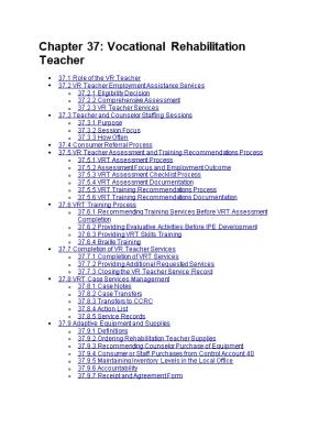 Chapter 37: Vocational Rehabilitation Teacher