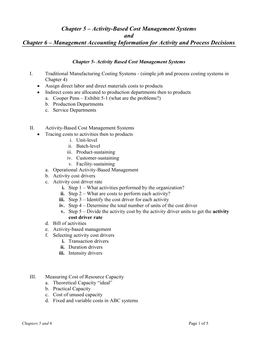 Chapter 5 Activity-Based Cost Management Systems