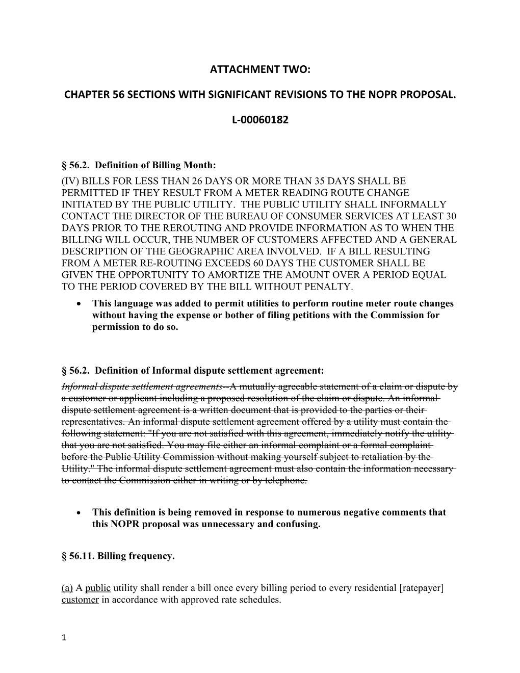 Chapter 56 Sections with Significant Revisionsto the Nopr Proposal