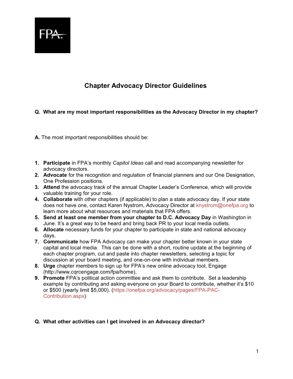 Chapter Advocacy Director Guidelines