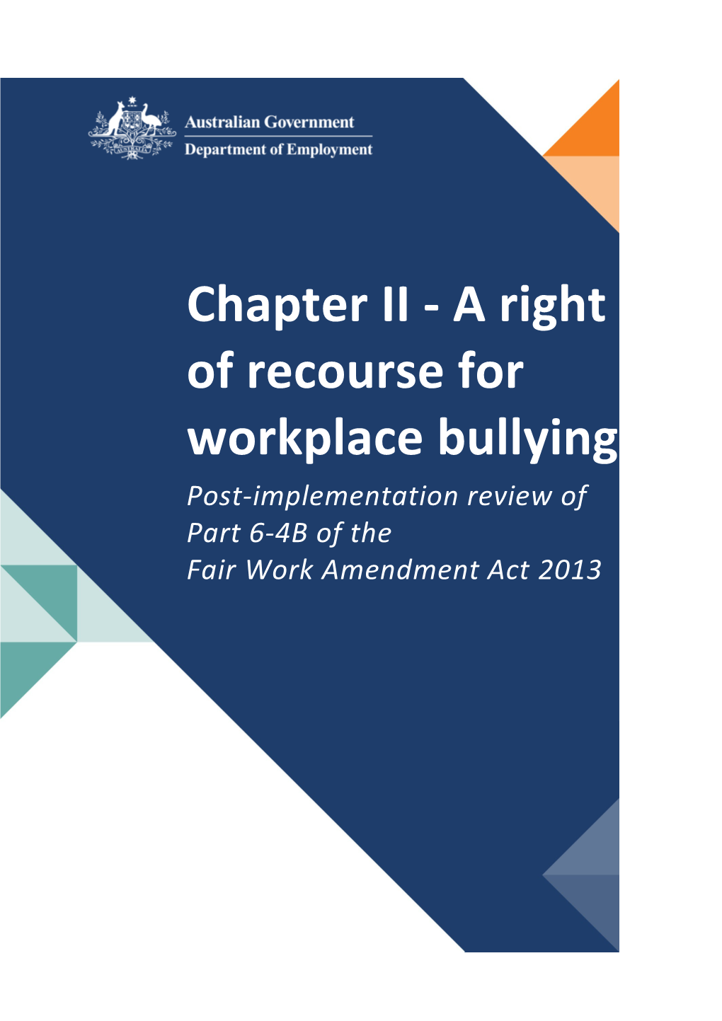 Chapter II - a Right of Recourse for Workplace Bullying