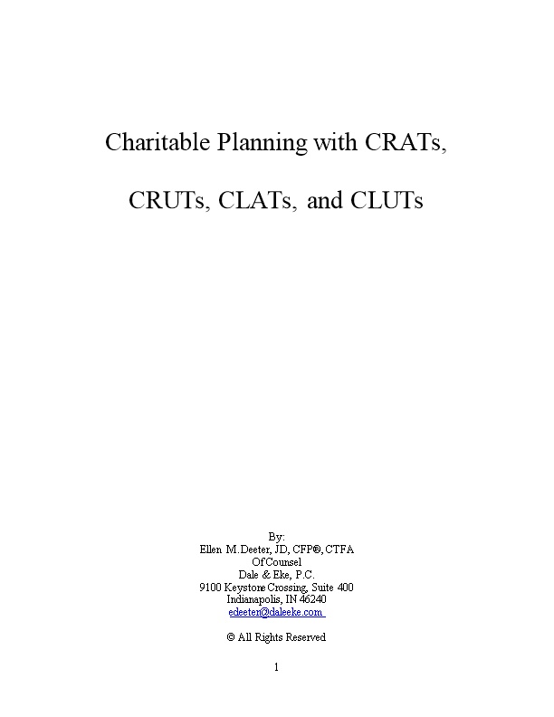 Charitable Planning with Crats