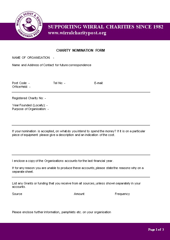 Charity Nomination Form