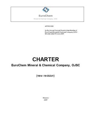 CHARTER: Eurochem Mineral & Chemical Company, OJSC