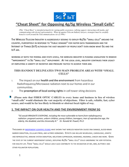 Cheat Sheet for Opposing4g/5G Wireless Small Cells