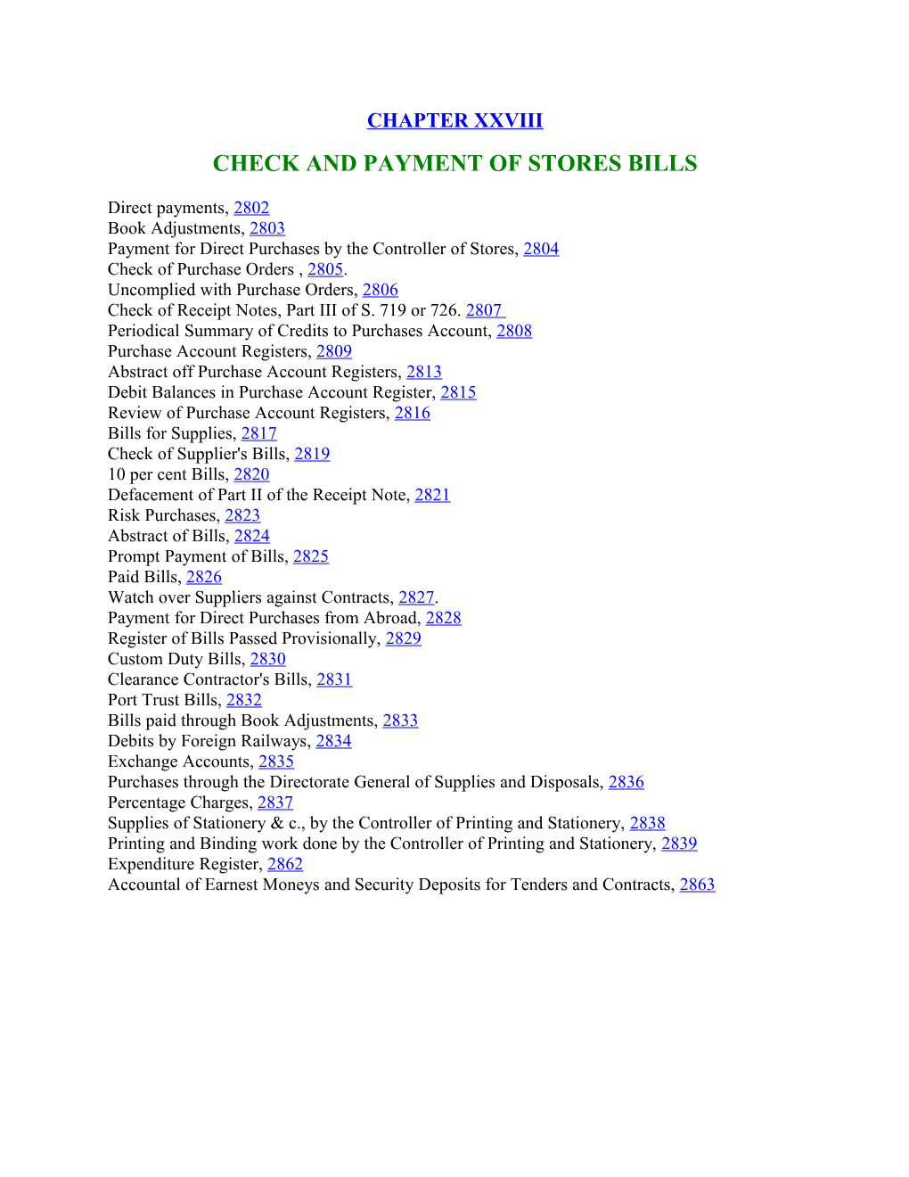 Check and Payment of Stores Bills