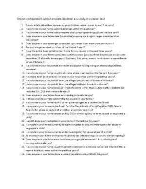 Checklist of Questions Whose Answers Can Derail a Custody Or Visitation Case
