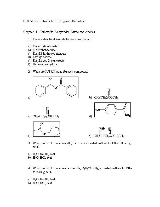 CHEM 122: Introduction to Organic Chemistry
