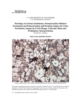 Chemical Petrology of Arkosic Sandstones, Pennsylvanian Minturn Formation and Pennsylvanian