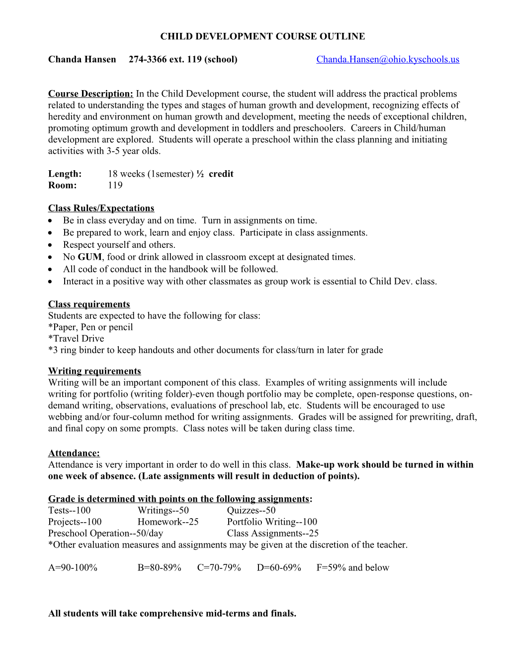 Child Development Course Outline Docest