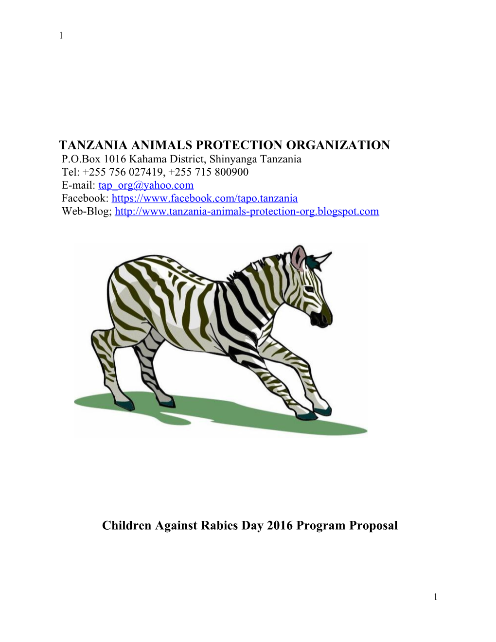 Children Againstrabies Day 2016 Program Proposal