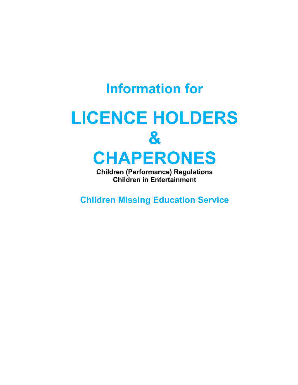Children (Performance) Regulations