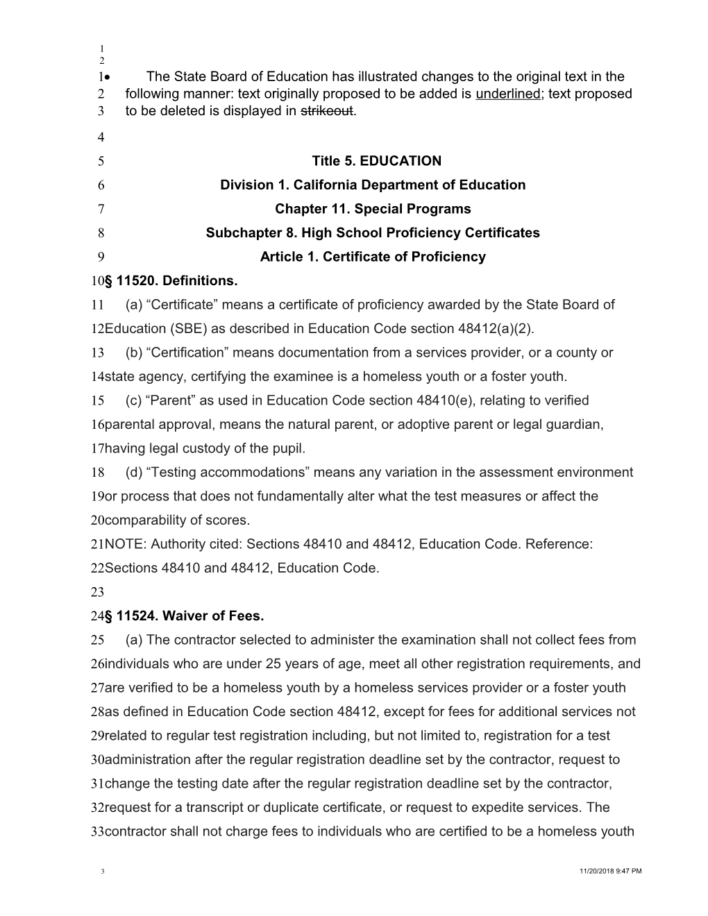 CHSPE 1St Emergency Regulations Readopt - Laws & Regulations (CA Dept of Education)