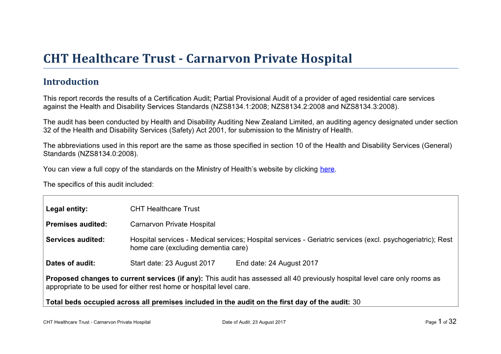 CHT Healthcare Trust - Carnarvon Private Hospital