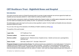 CHT Healthcare Trust - Hightfield Home and Hospital
