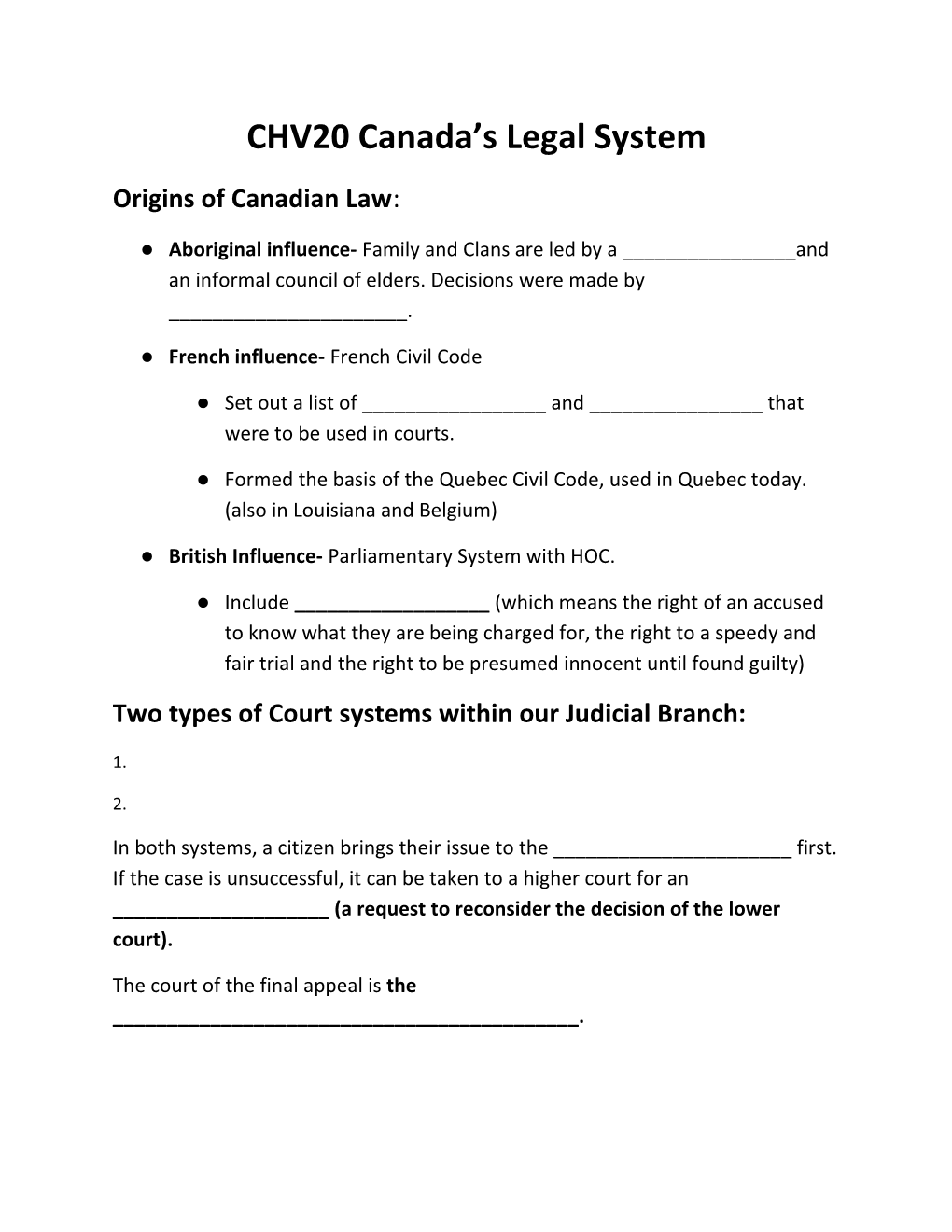 CHV20 Canada S Legal System