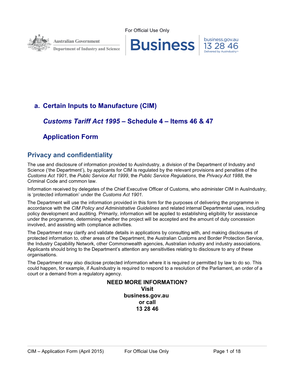 CIM - Application Form