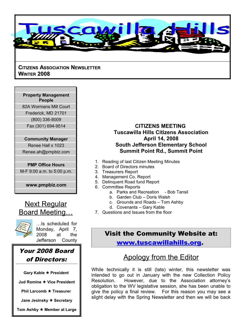 Citizens Association Newsletter Winter 2008