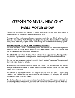 Citroën to Reveal New C5 at Paris Motor Show
