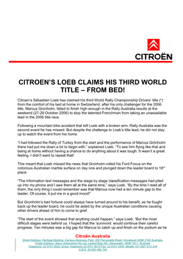 Citroen S Loeb Claims His Third World Title from Bed!