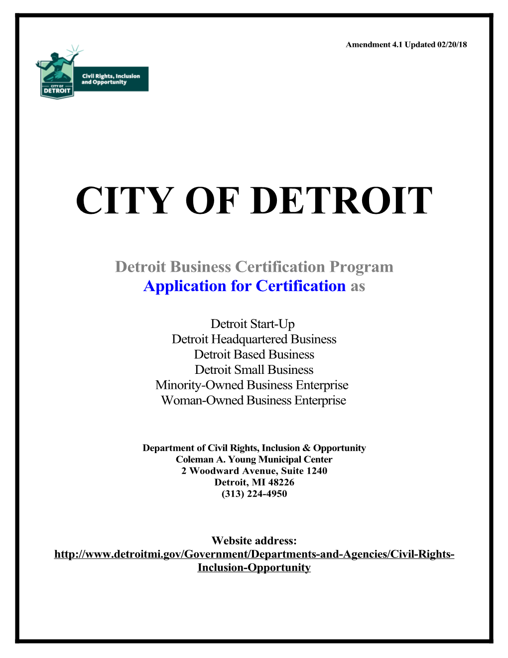 City of Detroit /Civil Rights, Inclusion & Opportunity
