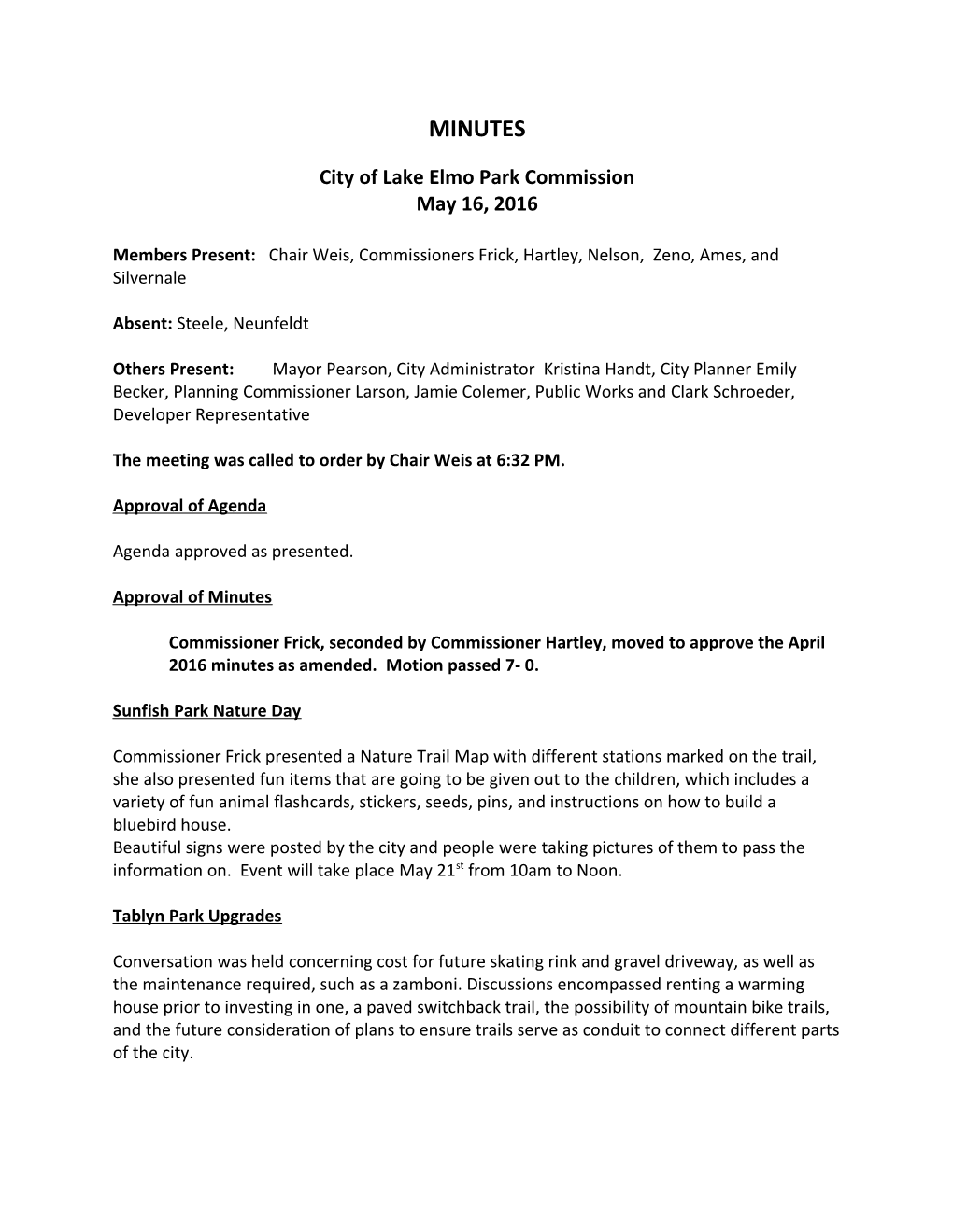 City of Lake Elmo Park Commission