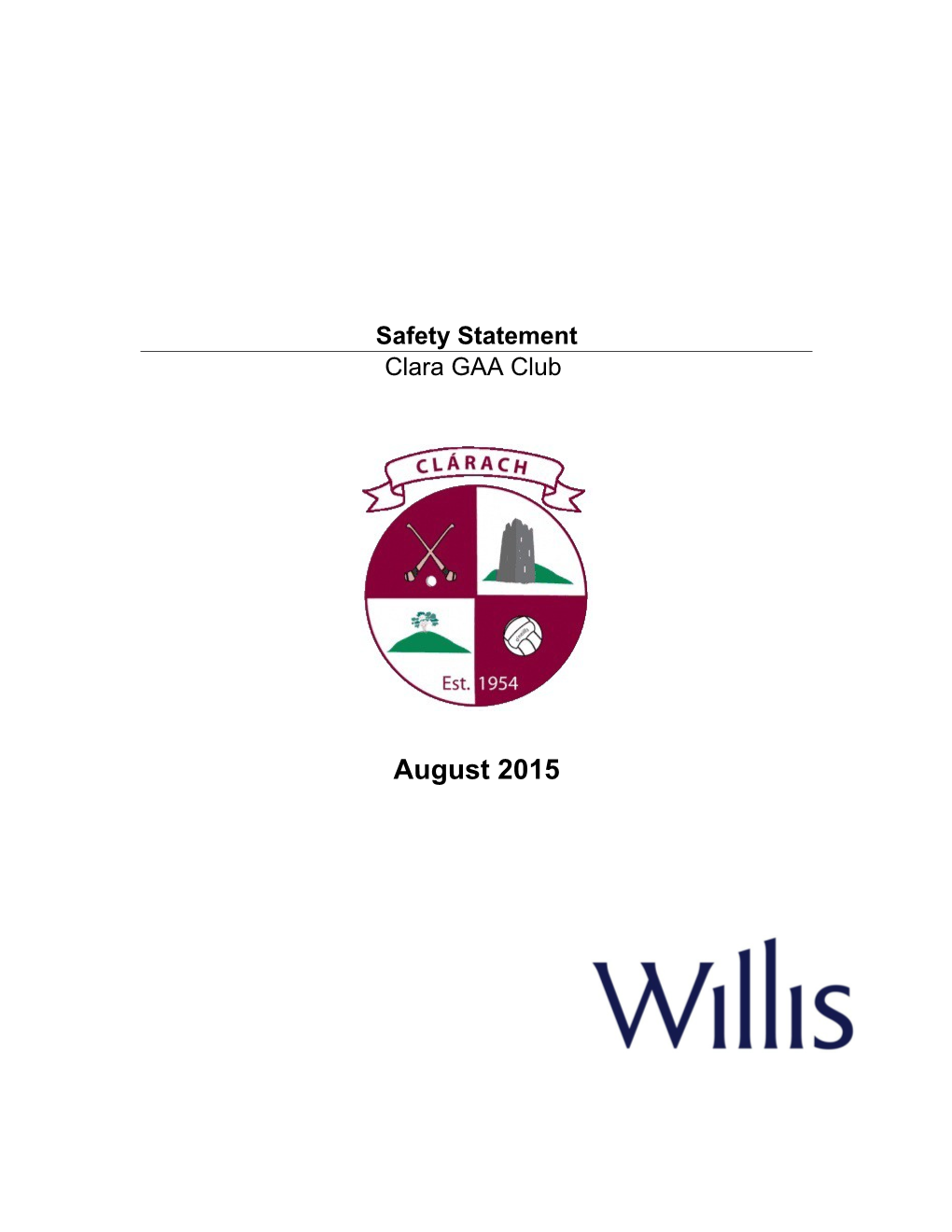 Clara GAA Safety Statement 2015