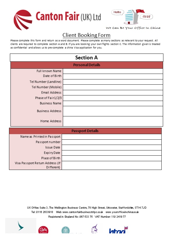 Client Booking Form