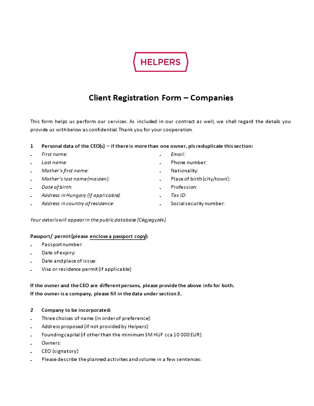 Client Registration Form