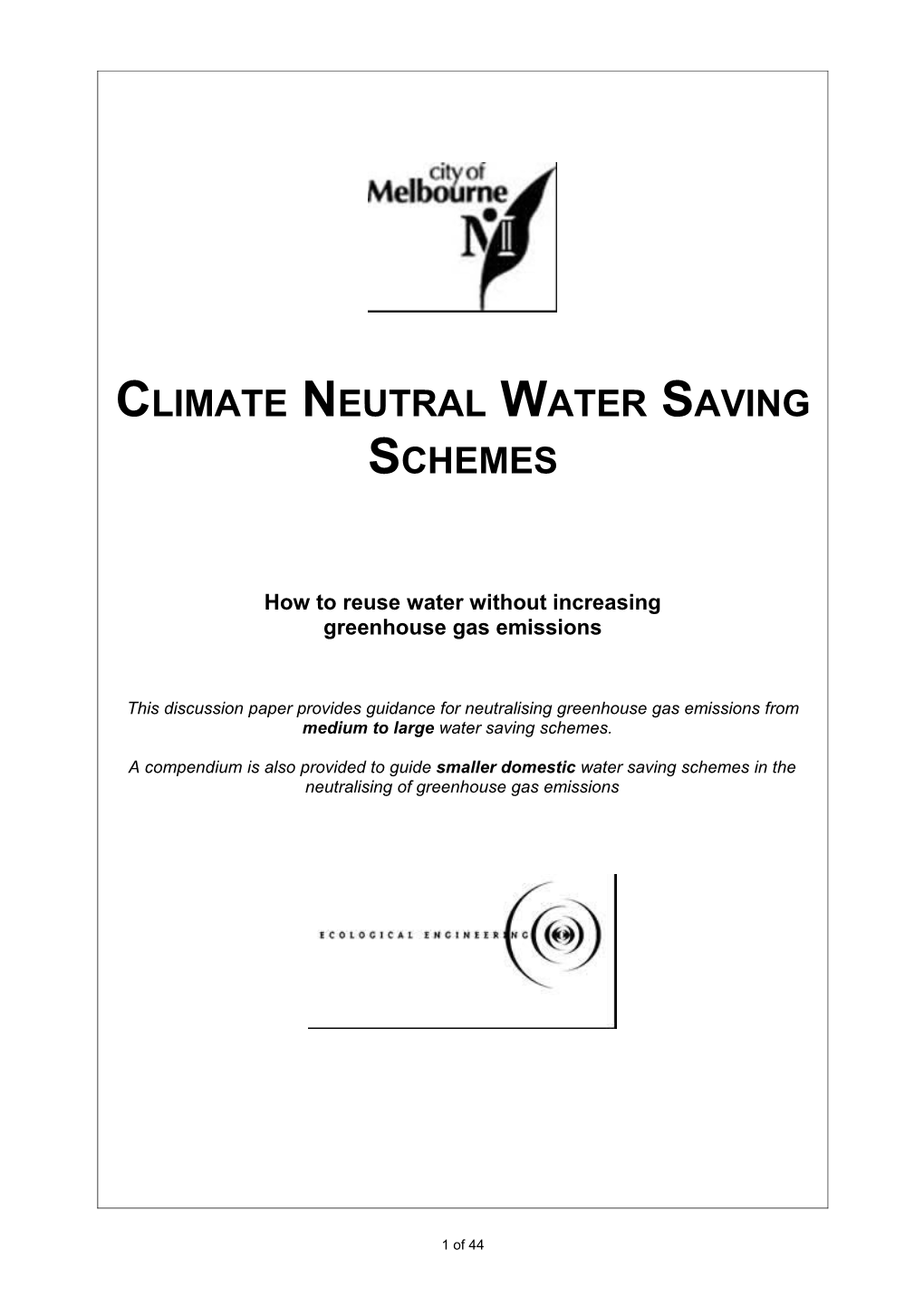 Climate Neutral Water Saving Schemes