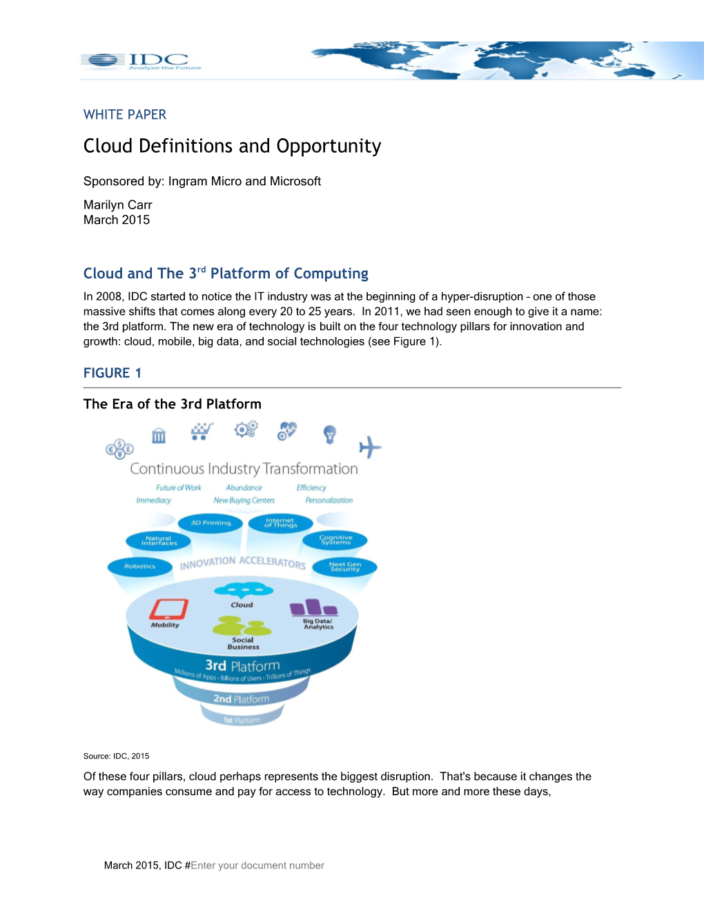 Cloud Definitions and Opportunity