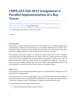 CMPE-655Fall 2013 Assignment 2: Parallel Implementation of a Ray Tracer