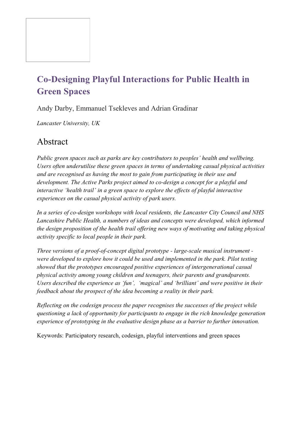 Co-Designing Playful Interactions for Public Health in Green Spaces