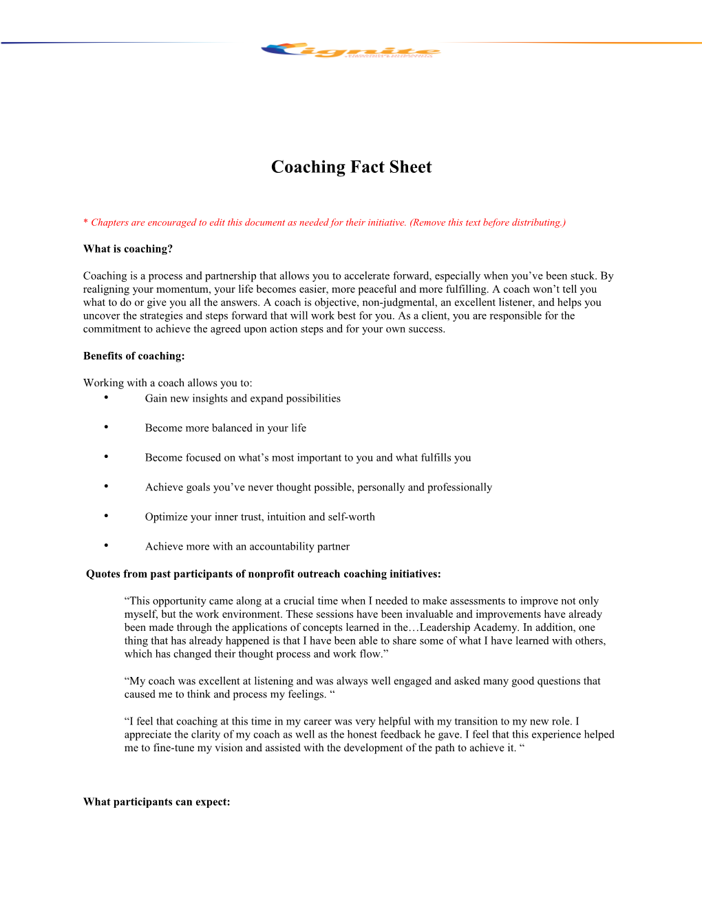 Coaching Fact Sheet