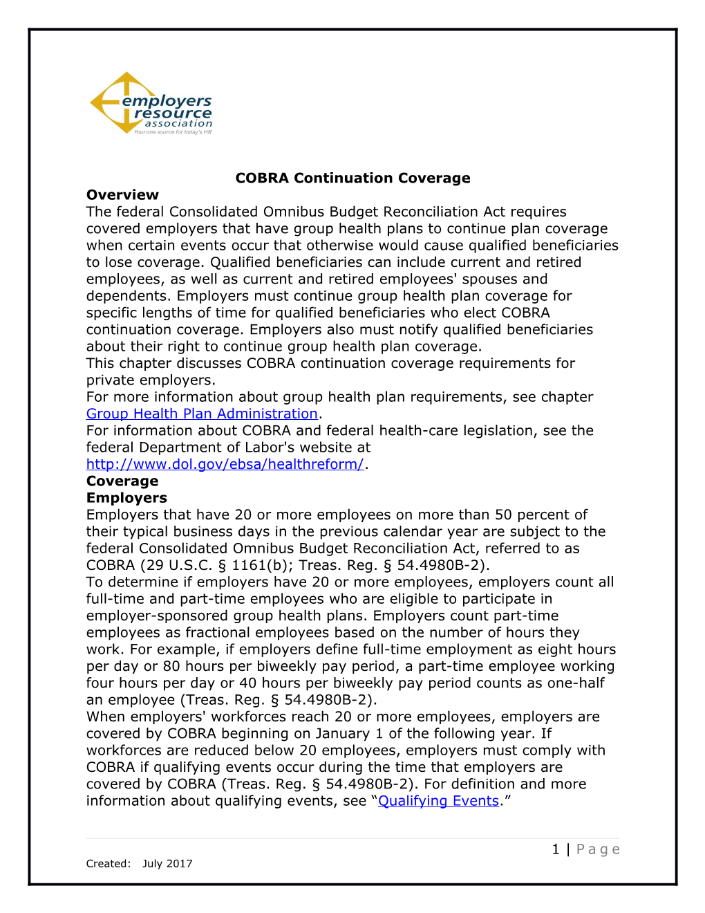 COBRA Continuation Coverage